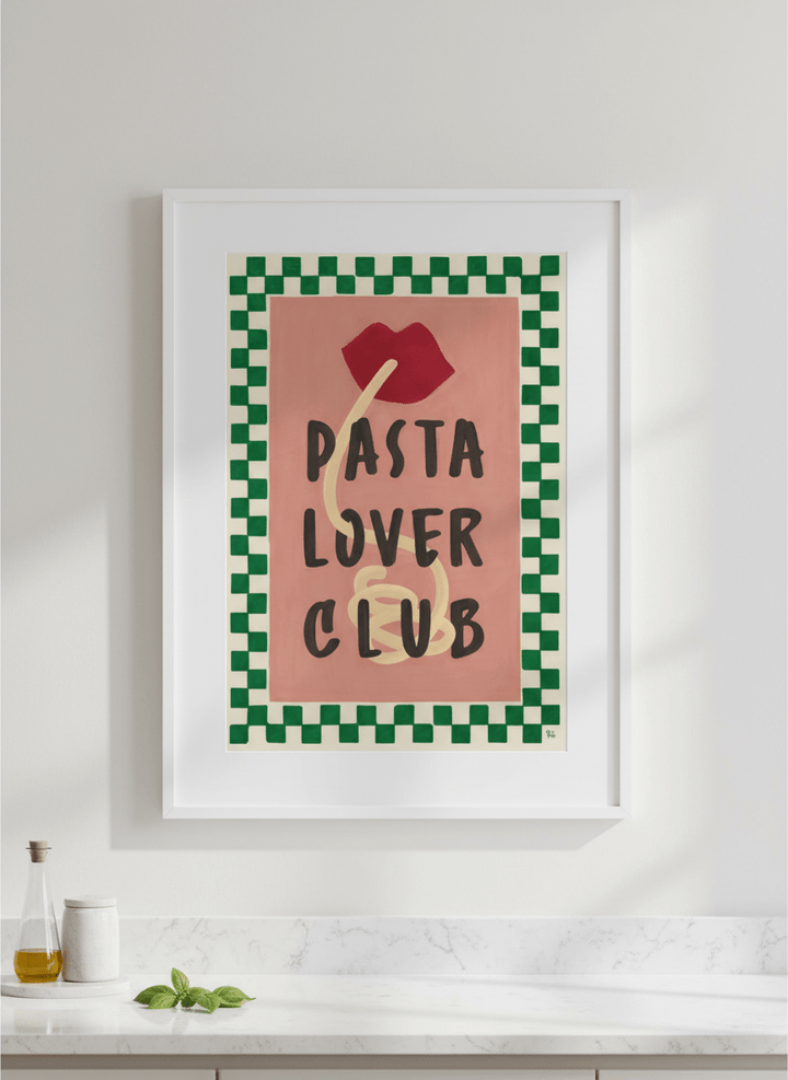 Artwork styled on the wall of a bright modern kitchen