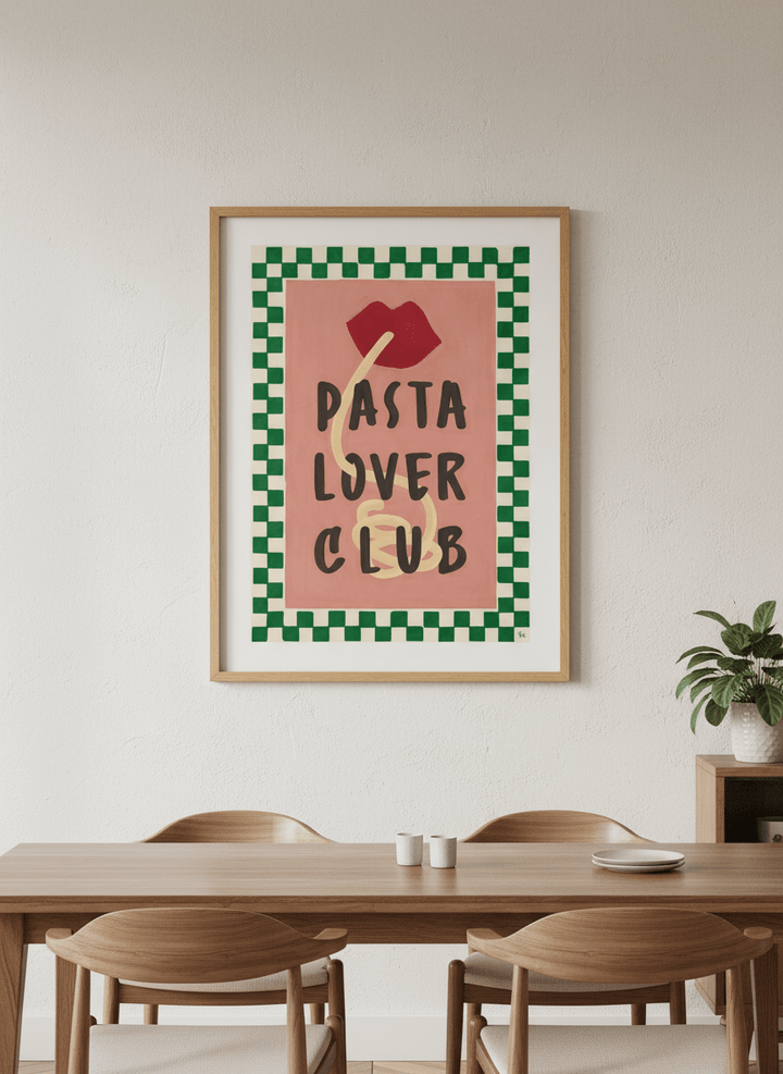 Wall art styled above a dining table in a contemporary home