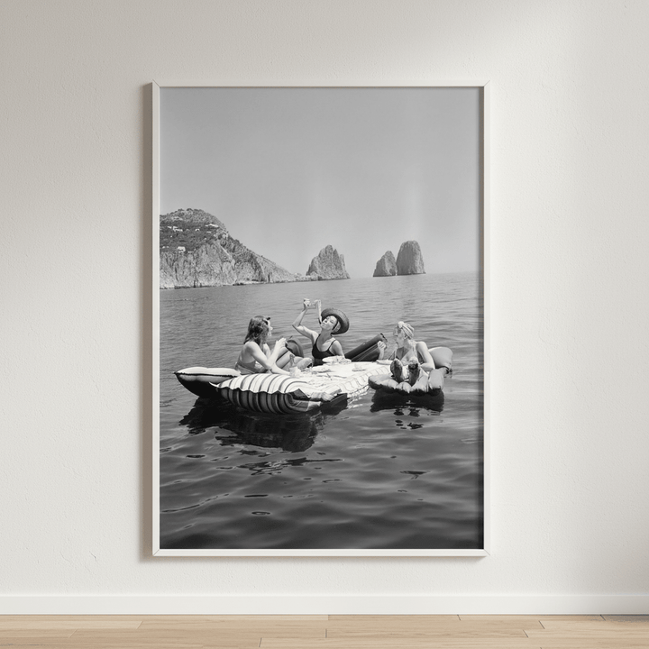 Pasta on the Lake Portrait Black and White Vintage wall - art - picture - poster