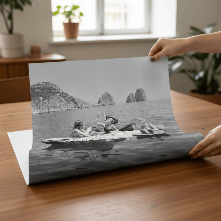 Pasta on the Lake Portrait Black and White Vintage wall - art - picture - poster