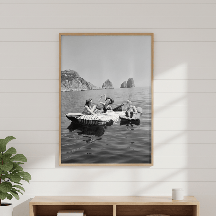 Pasta on the Lake Portrait Black and White Vintage wall - art - picture - poster
