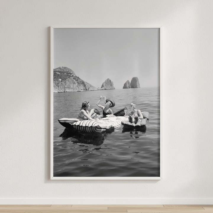 Pasta on the Lake Portrait Black and White Vintage wall - art - picture - poster