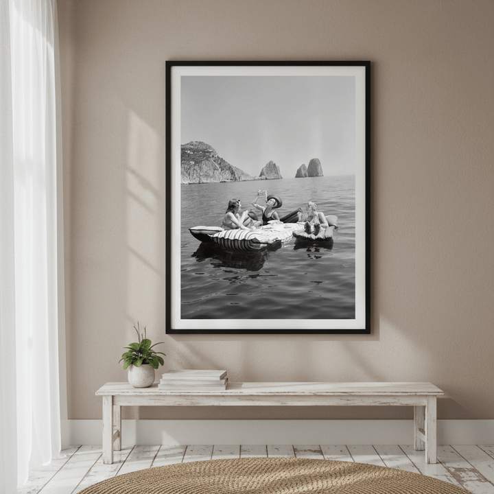 Pasta on the Lake Portrait Black and White Vintage wall - art - picture - poster
