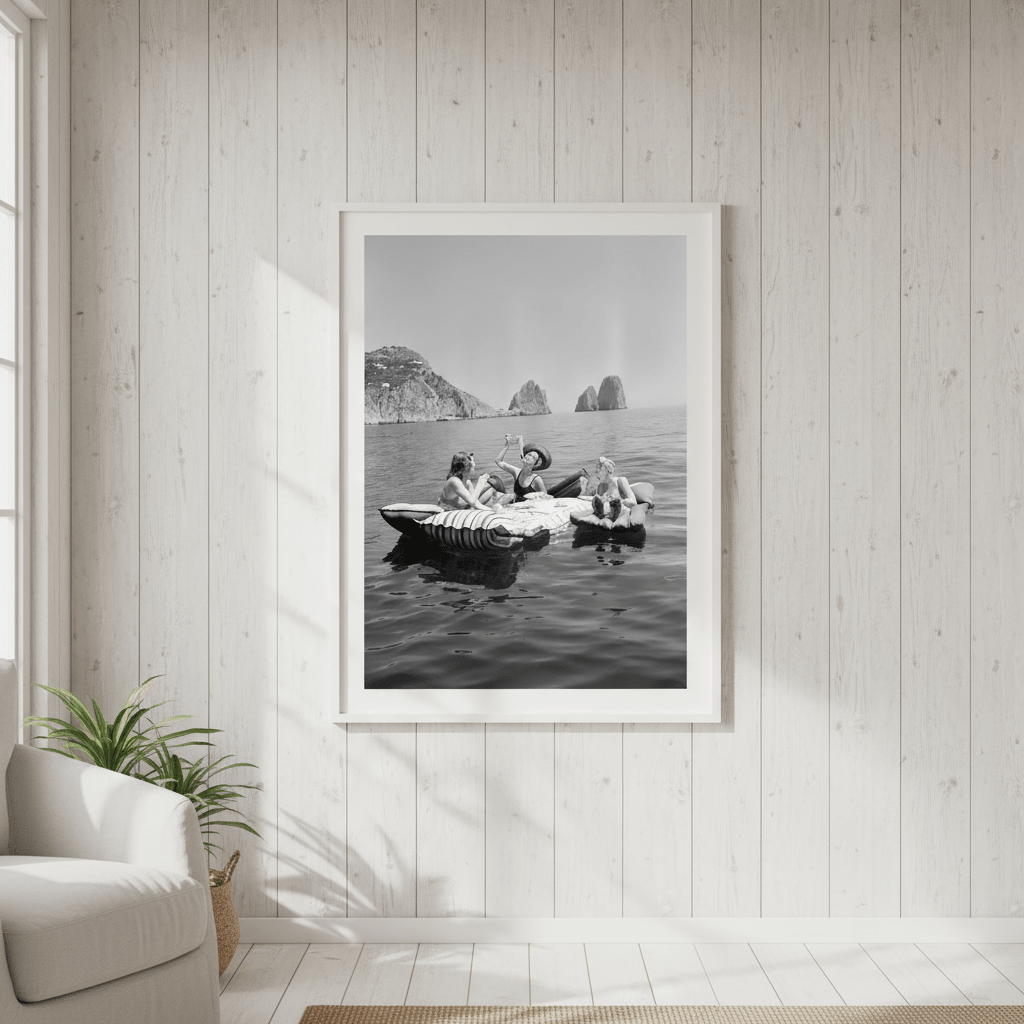Pasta on the Lake Portrait Black and White Vintage wall - art - picture - poster