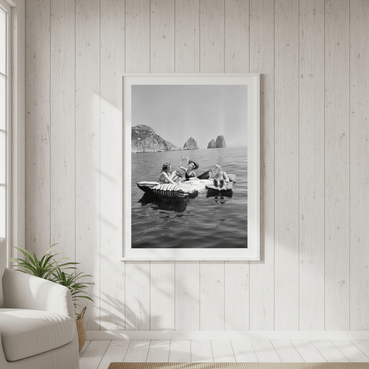 Pasta on the Lake Portrait Black and White Vintage wall - art - picture - poster