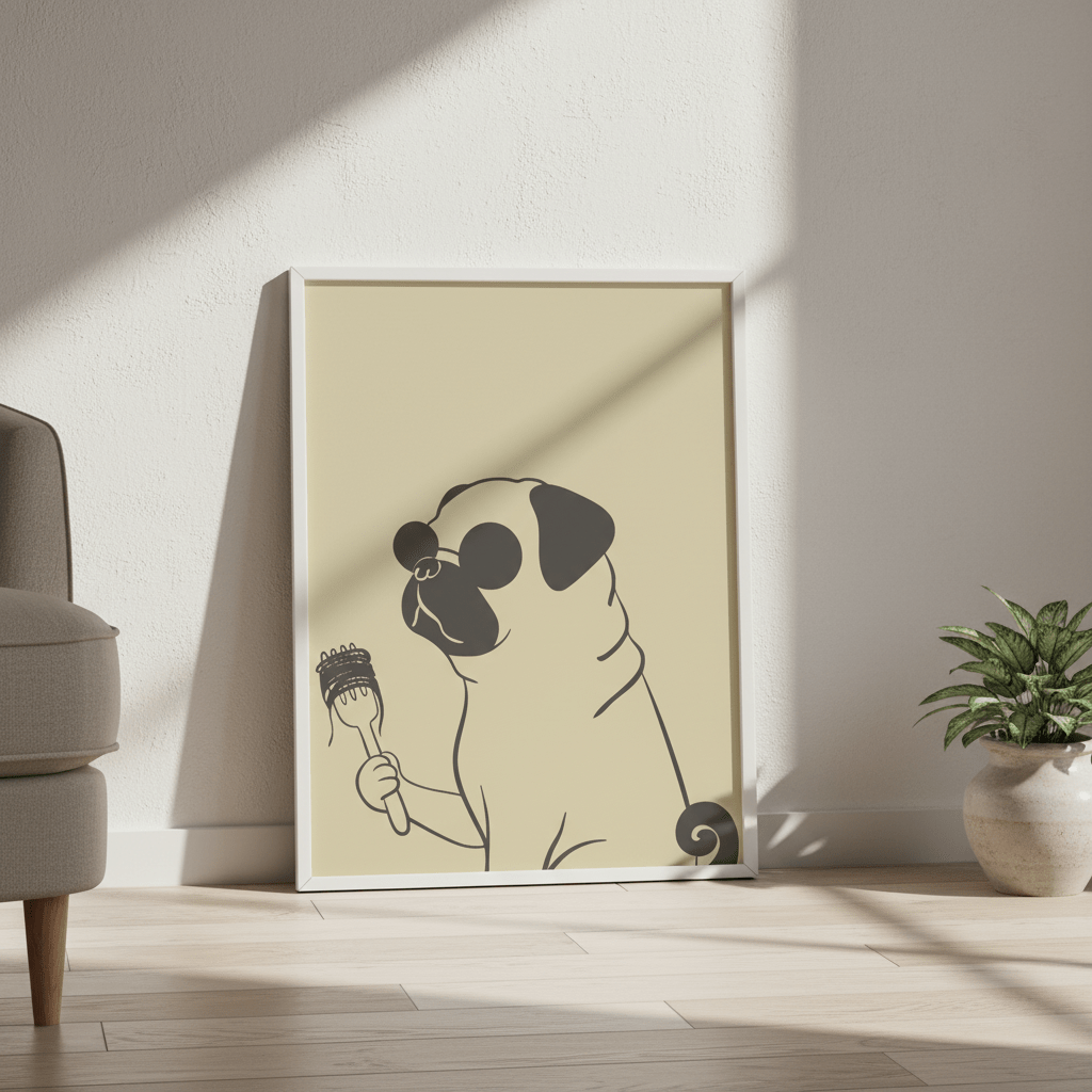 Pasta Pug wall - art - picture - poster
