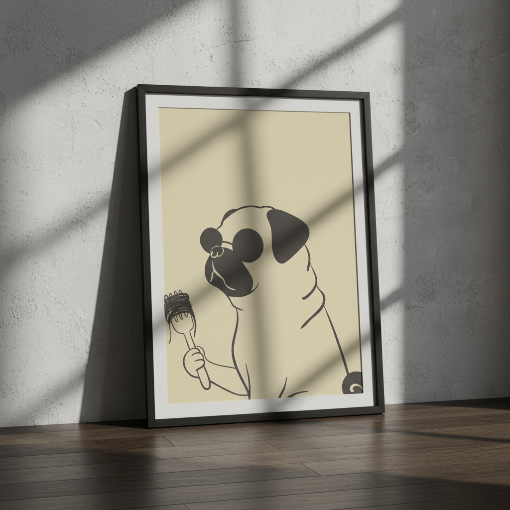 Pasta Pug wall - art - picture - poster