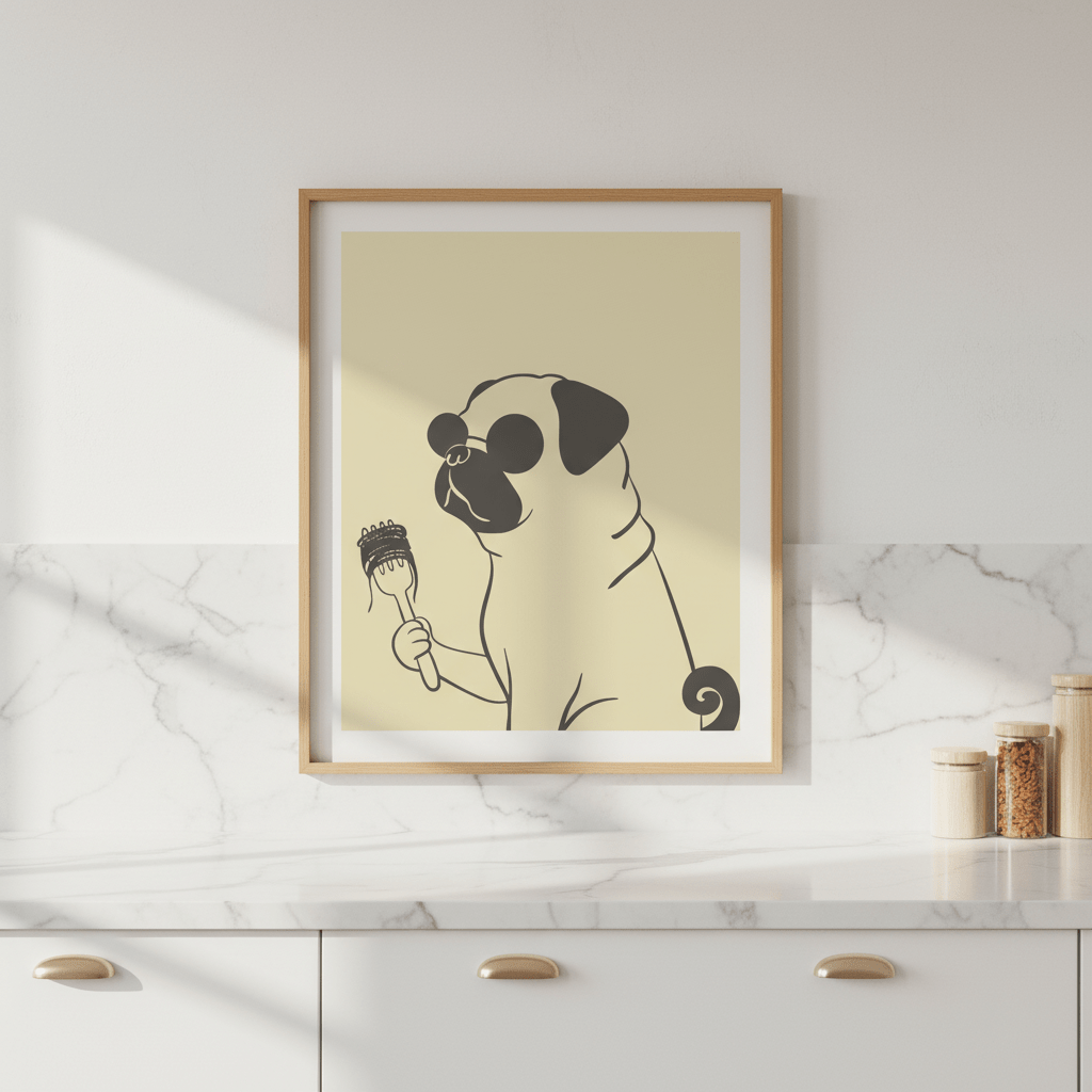 Pasta Pug wall - art - picture - poster