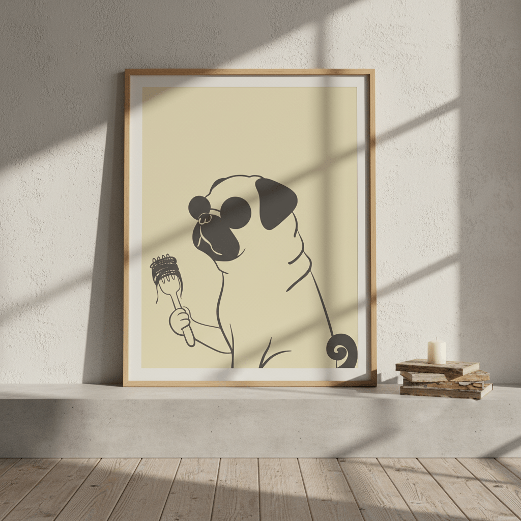 Pasta Pug wall - art - picture - poster