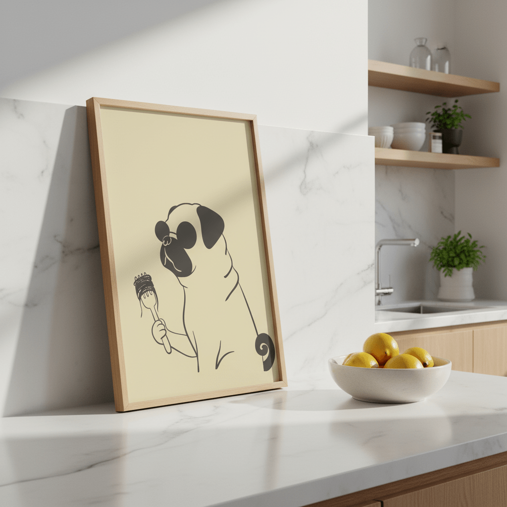 Pasta Pug wall - art - picture - poster