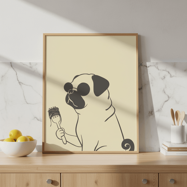 Pasta Pug wall - art - picture - poster