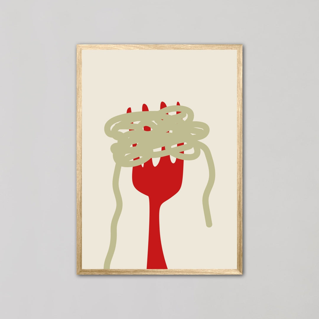 Pasta With Red Fork spoon Wall Art - Style My Wall