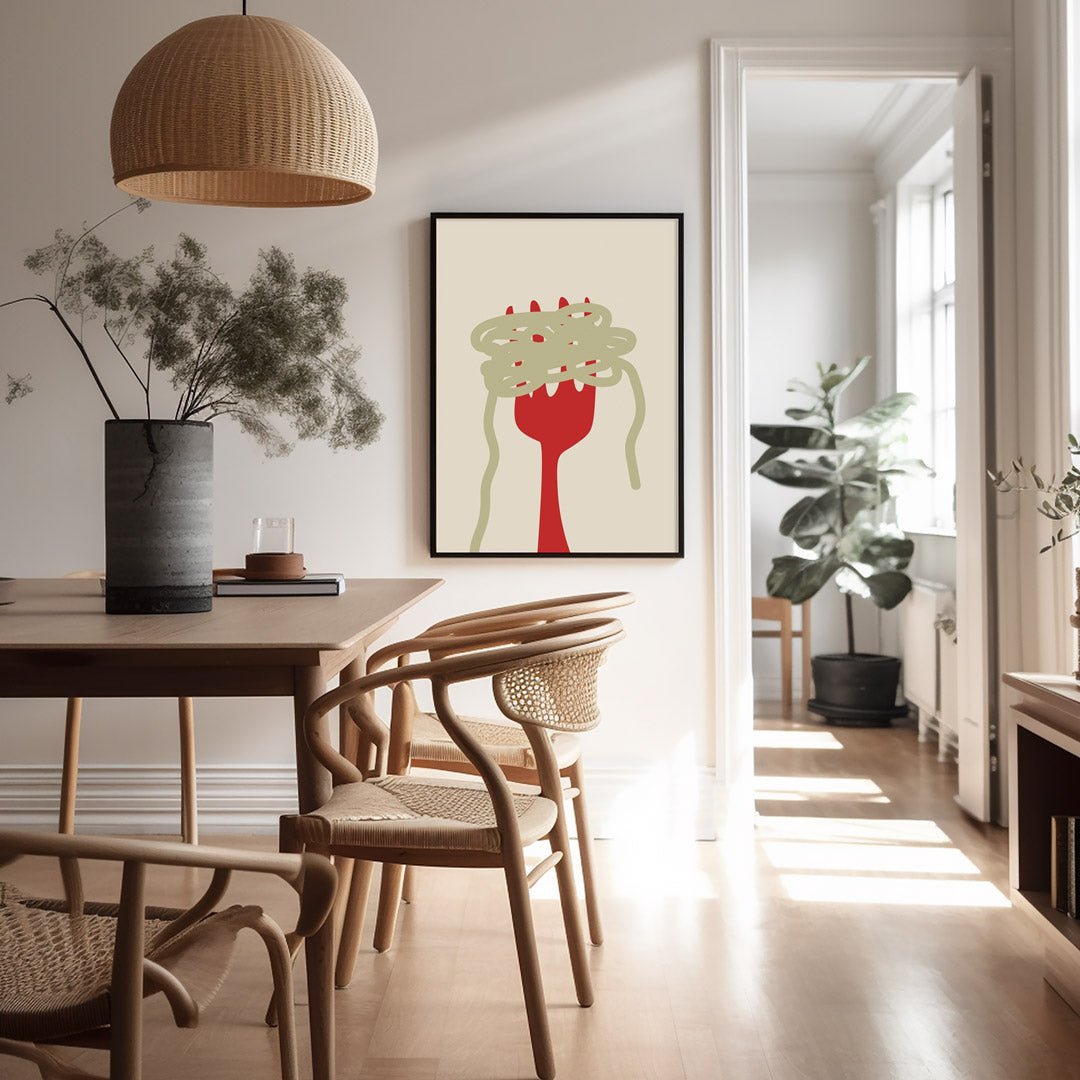 Pasta With Red Fork spoon Wall Art - Style My Wall