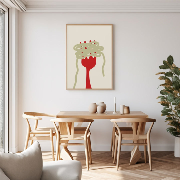 Pasta With Red Fork spoon Wall Art - Style My Wall