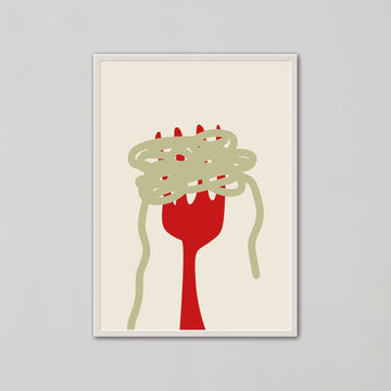 Pasta With Red Fork spoon Wall Art - Style My Wall