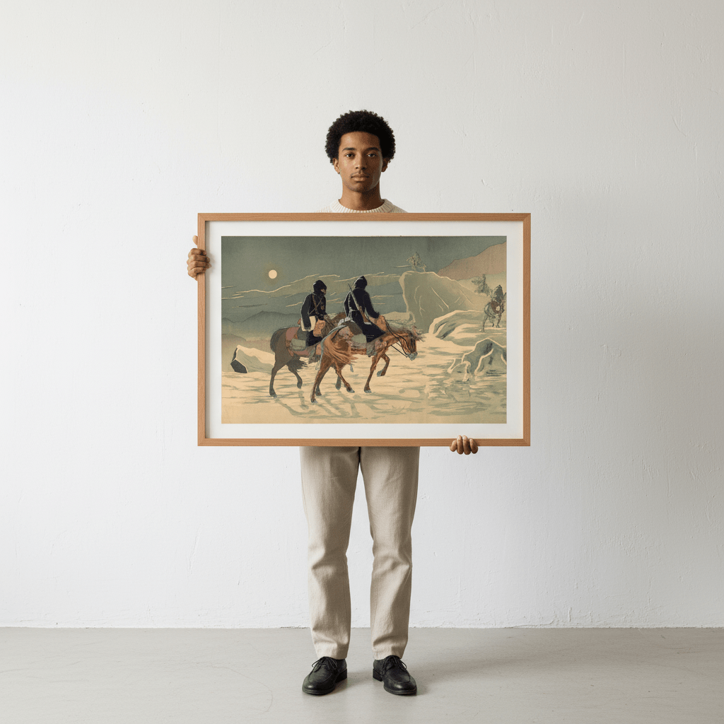 Patrol At The Edge Of Camp Portrait by Tatsuta Nitta Landscape 1895 wall - art - picture - poster