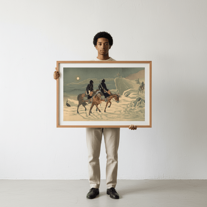 Patrol At The Edge Of Camp Portrait by Tatsuta Nitta Landscape 1895 wall - art - picture - poster