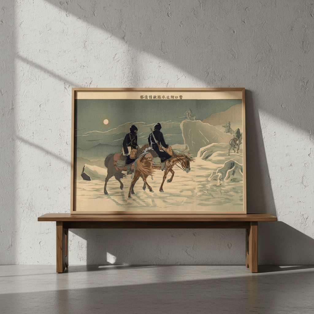 Patrol At The Edge Of Camp Portrait by Tatsuta Nitta Landscape 1895 wall - art - picture - poster
