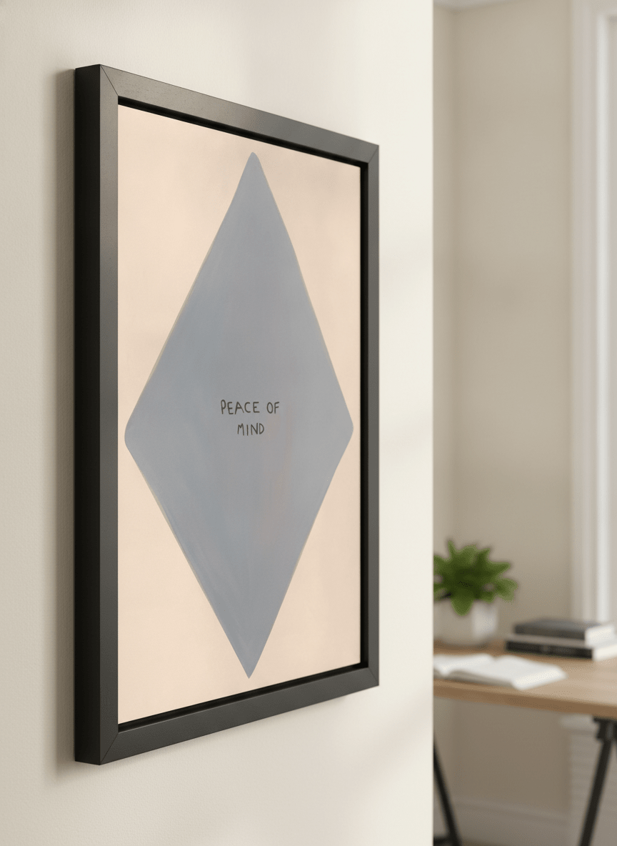 Contemporary wall art featured in a bright modern office workspace