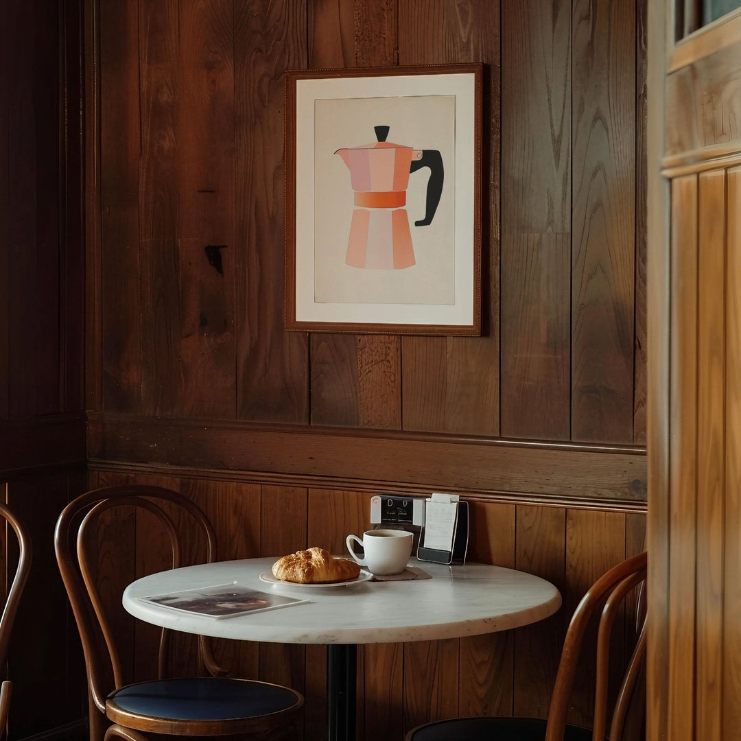 Peach Bialetti Italian Breakfast Wall Art Print - Style My Wall