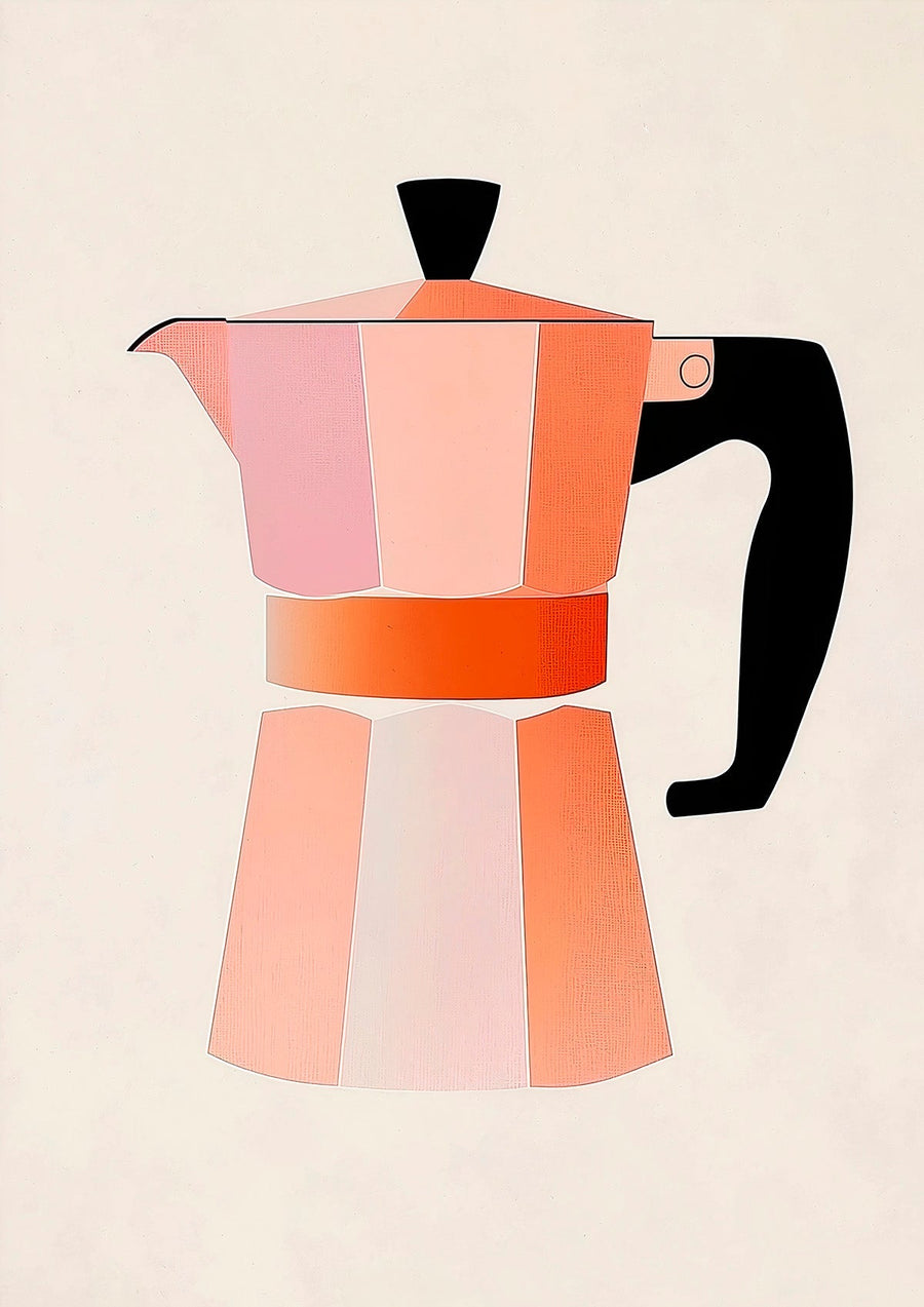 Peach Bialetti Italian Breakfast Wall Art Print
