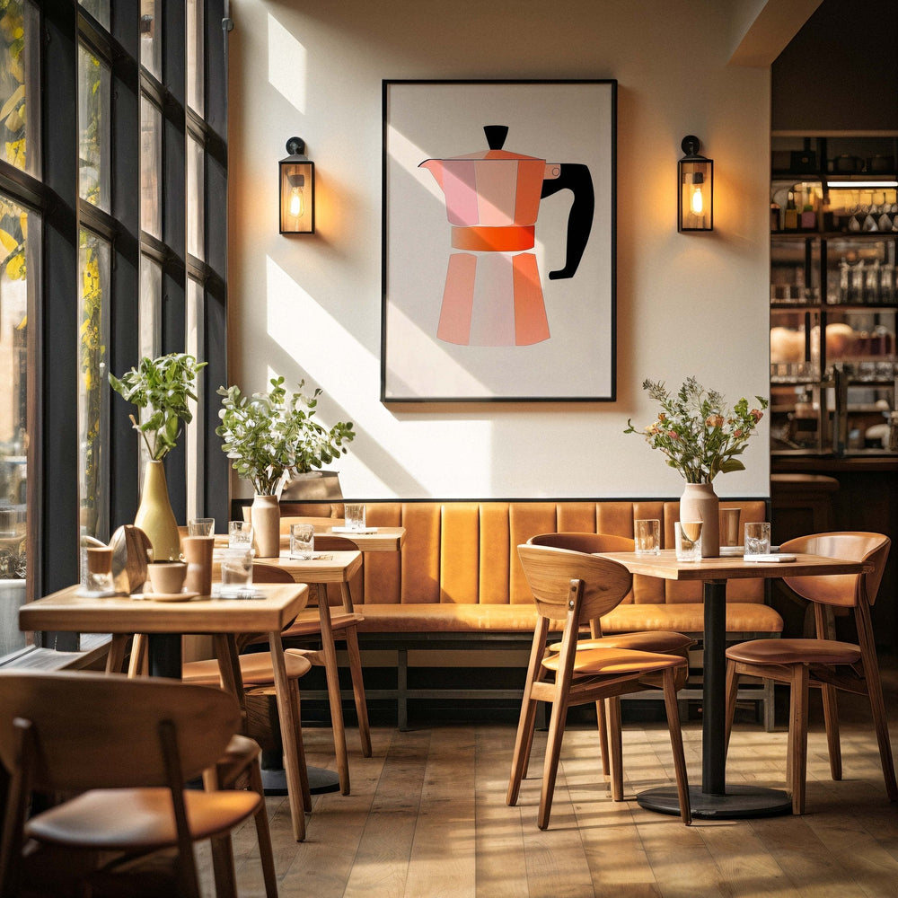 Peach Bialetti Italian Breakfast Wall Art Print - Style My Wall