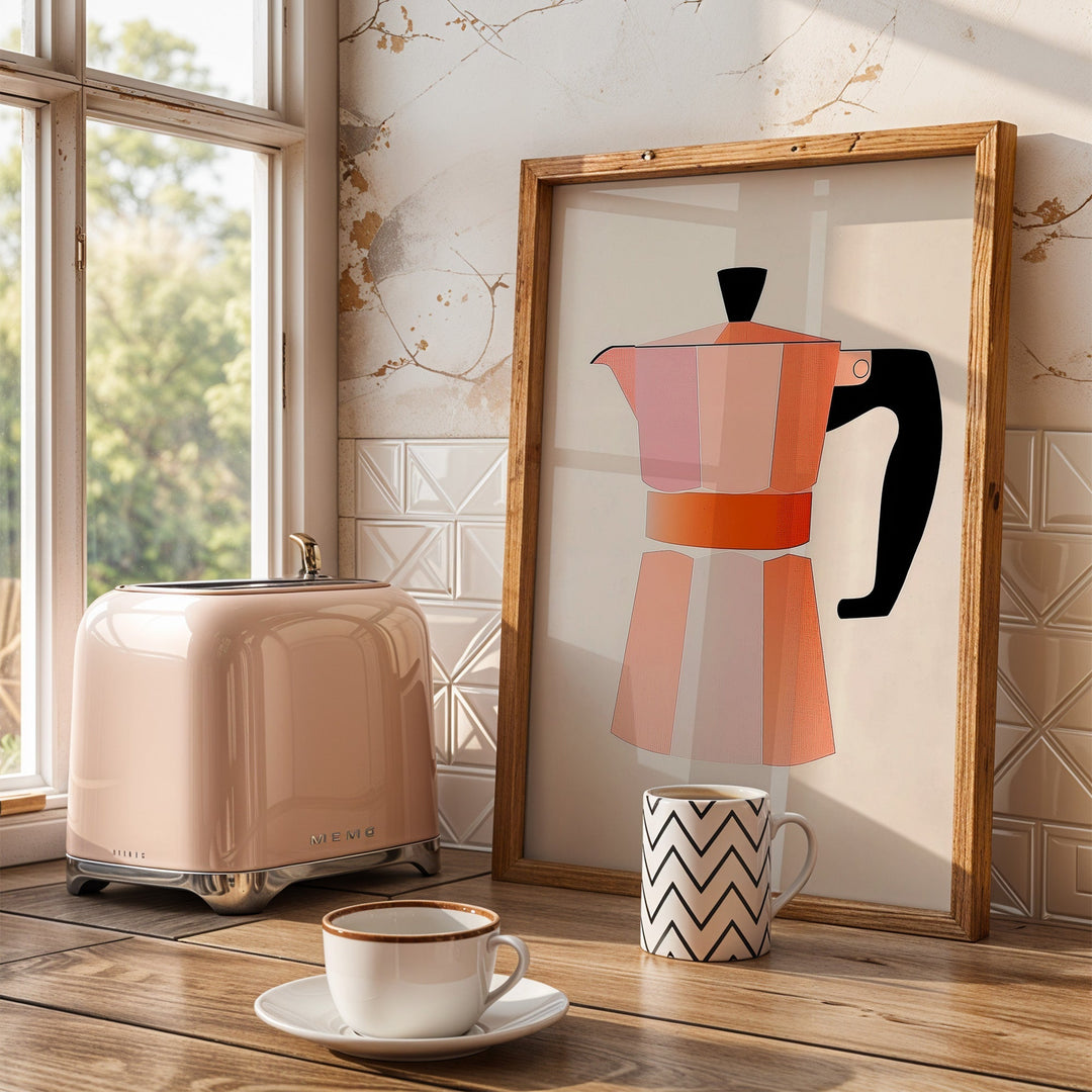 Peach Bialetti Italian Breakfast Wall Art Print - Style My Wall