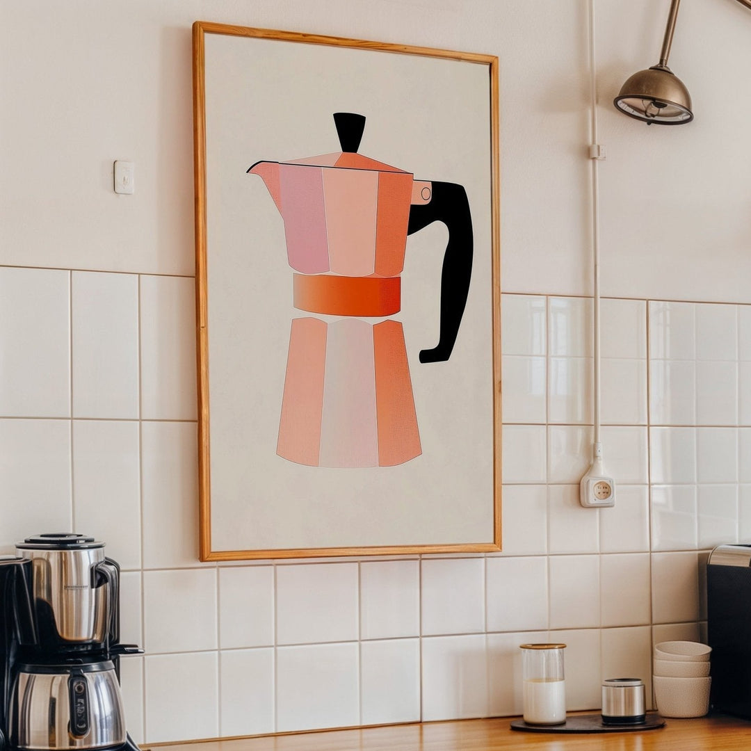Peach Bialetti Italian Breakfast Wall Art Print - Style My Wall