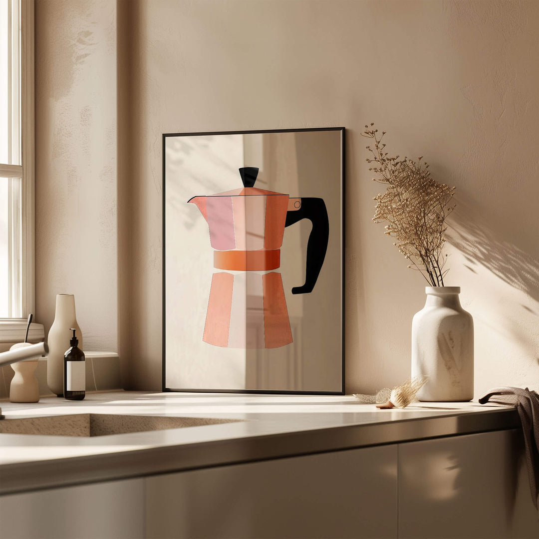 Peach Bialetti Italian Breakfast Wall Art - Style My Wall