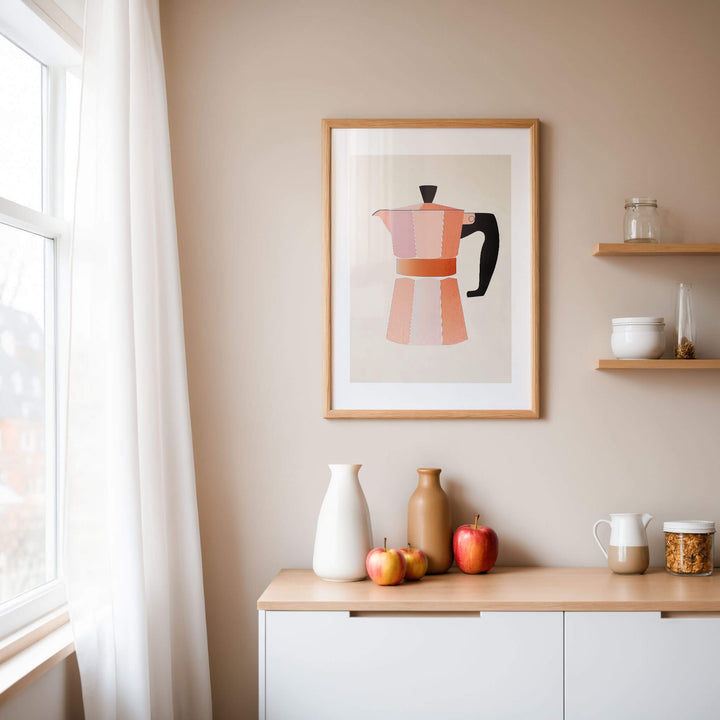 Peach Bialetti Italian Breakfast Wall Art - Style My Wall