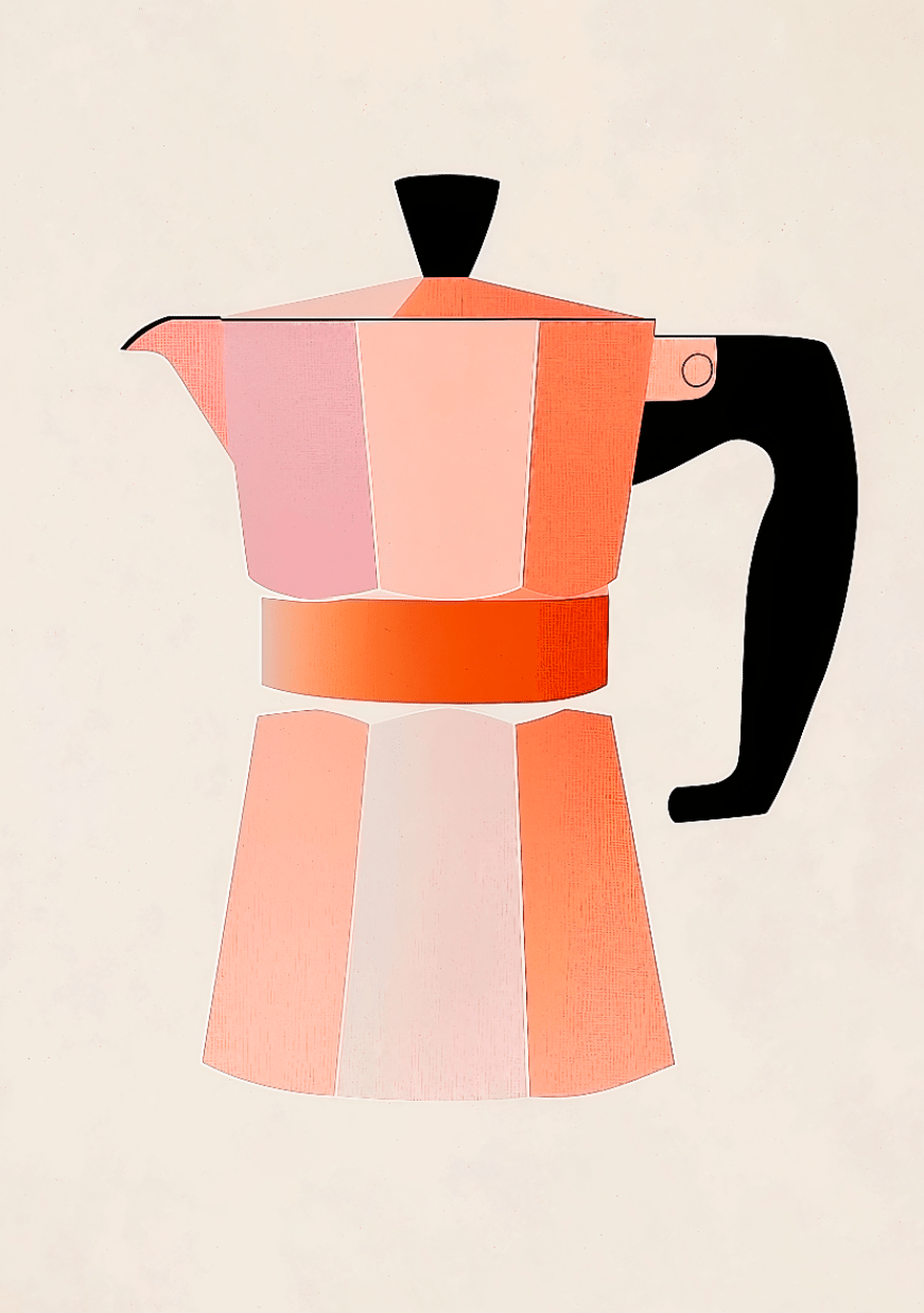 Peach Bialetti Italian Breakfast Wall Art - Style My Wall