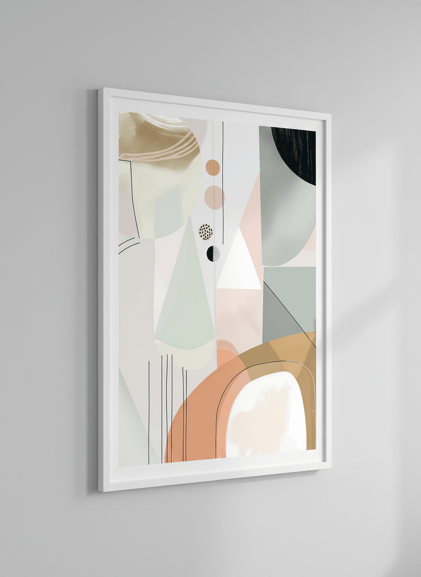 Contemporary wall art featured in a bright modern office workspace