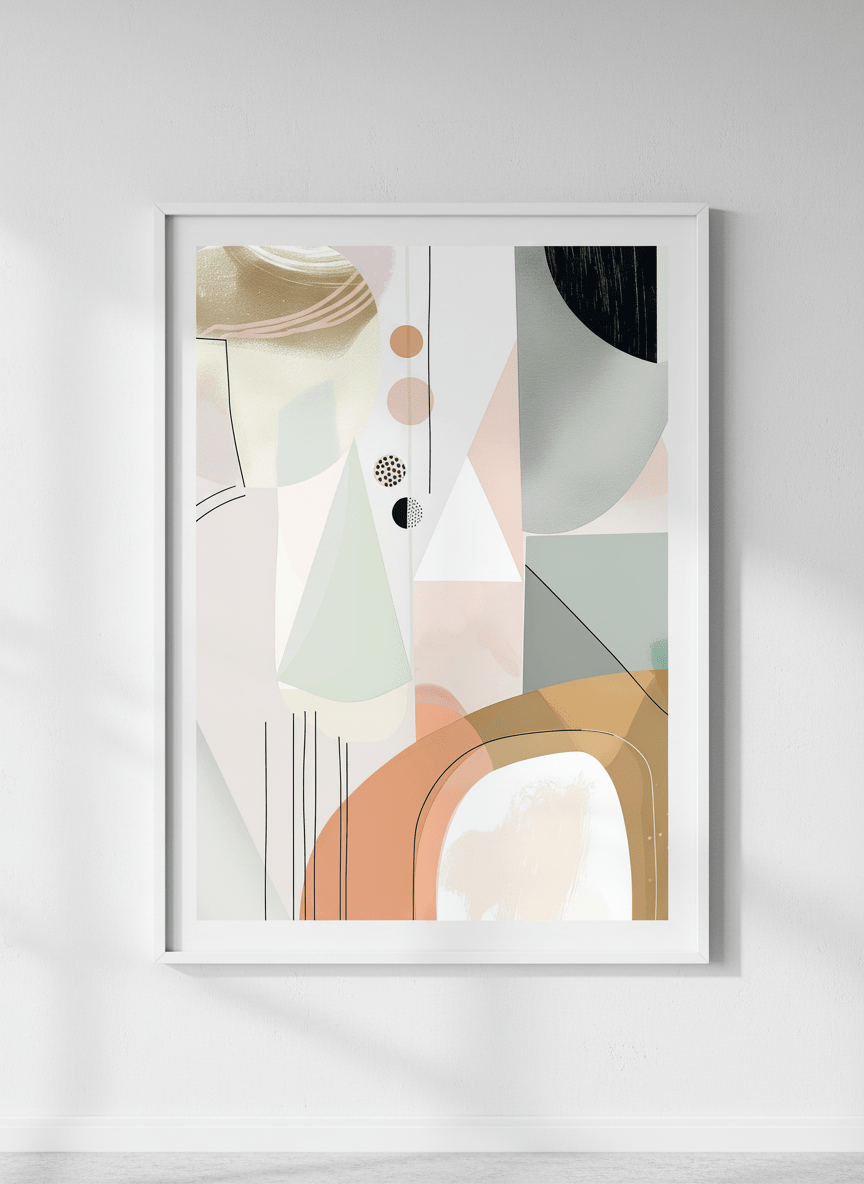 Contemporary wall art featured in a bright modern office workspace