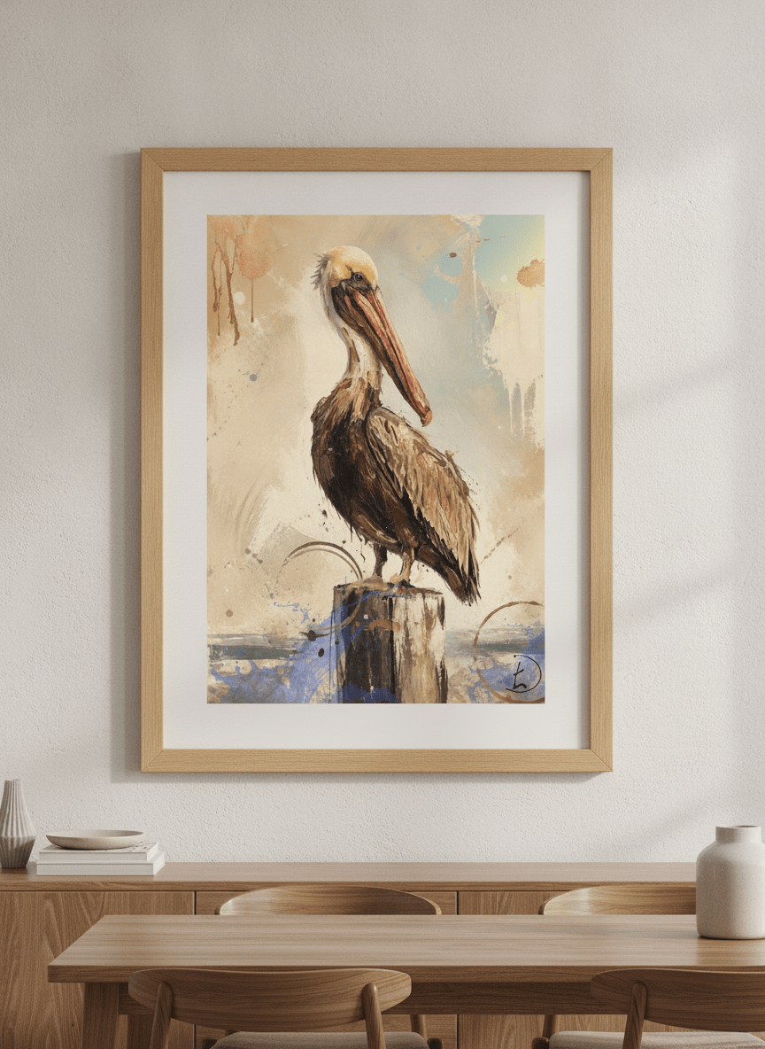 Wall art styled above a dining table in a contemporary home