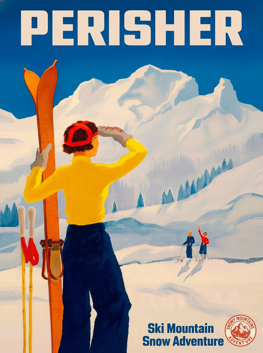 Perisher Vintage Ski Advertisement Poster