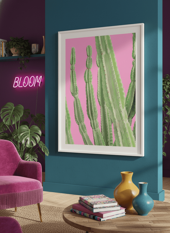 Bold wall art styled in a colourful, eclectic modern home
