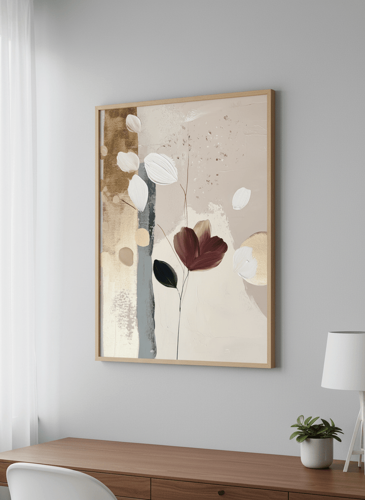 Contemporary wall art featured in a bright modern office workspace