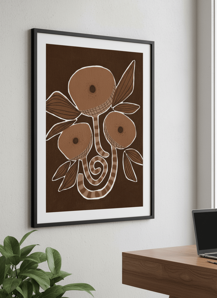 Contemporary wall art featured in a bright modern office workspace