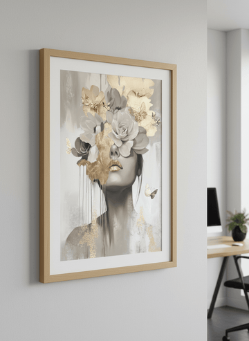 Contemporary wall art featured in a bright modern office workspace