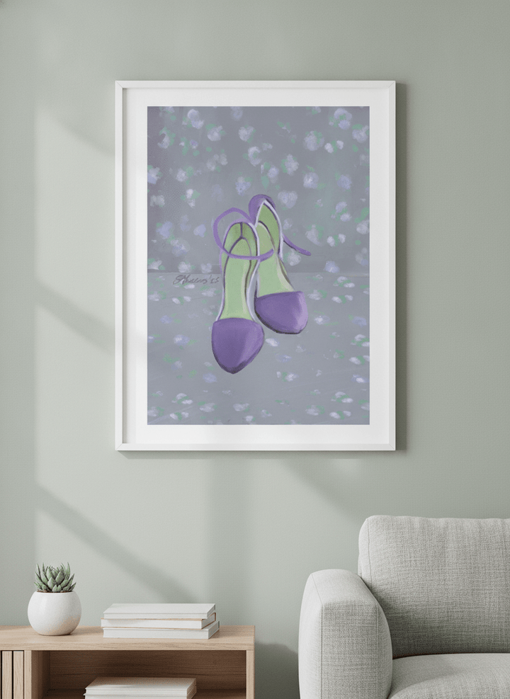 Modern wall art styled above a sofa in a neutral living room