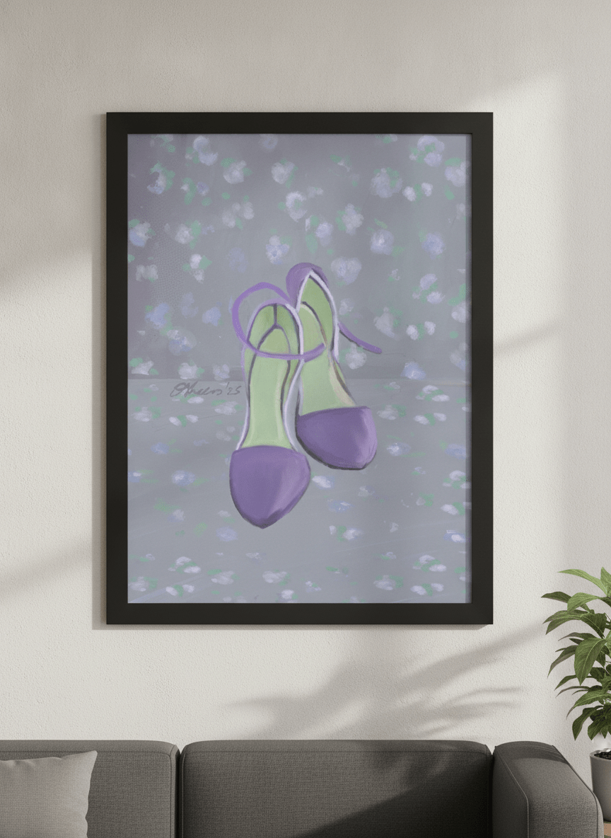 Modern wall art styled above a sofa in a neutral living room
