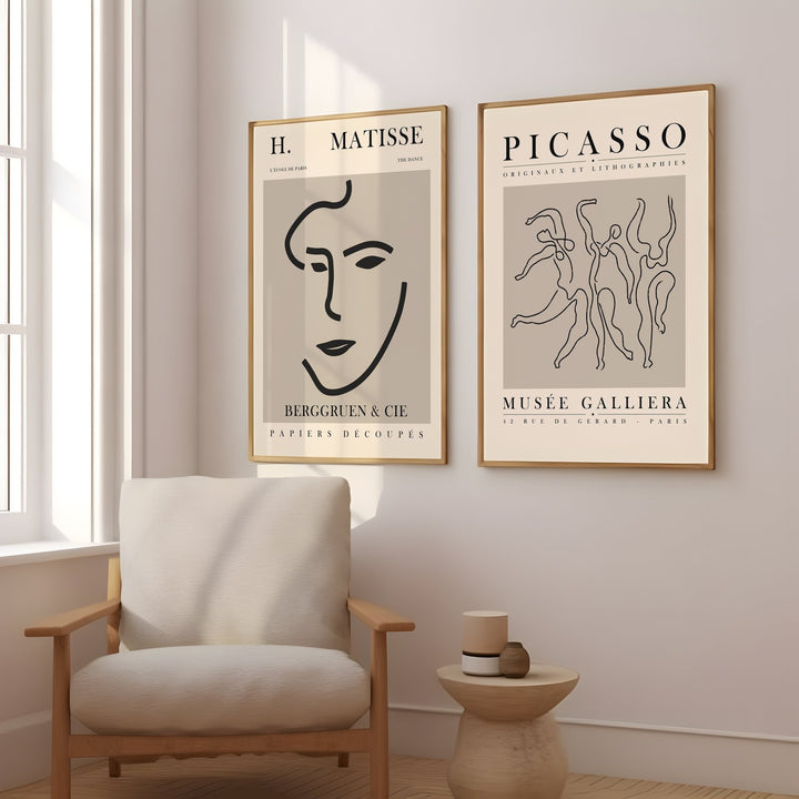 Picasso & Matisse - The Dance & Face Line Art Pair - Style My Wall