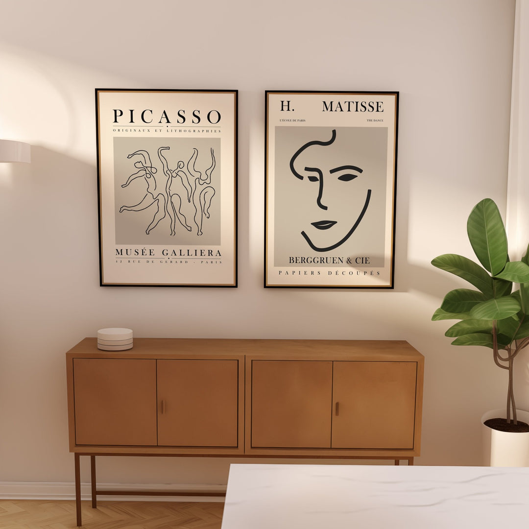 Picasso & Matisse - The Dance & Face Line Art Pair - Style My Wall