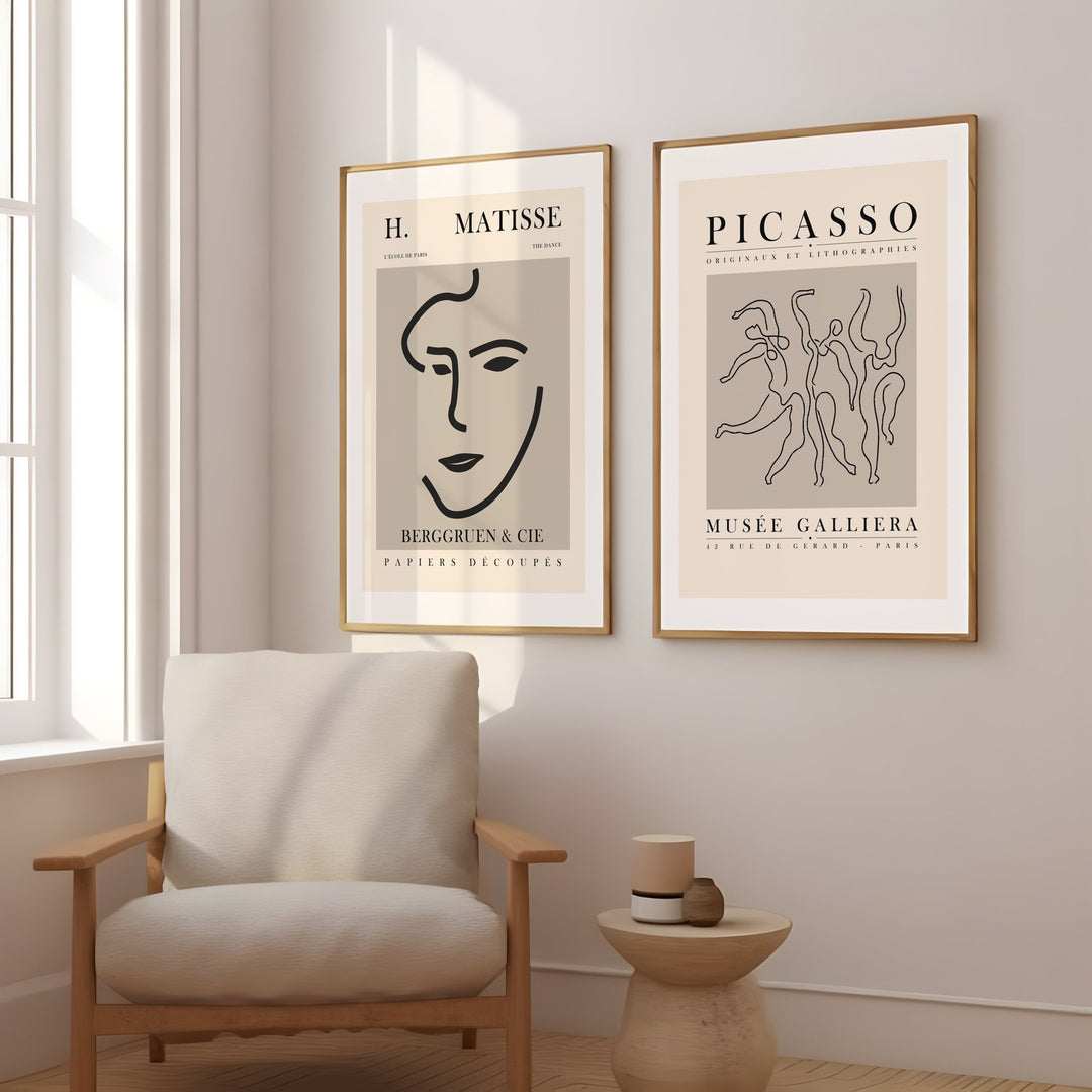 Picasso & Matisse - The Dance & Face Line Art Pair - Style My Wall