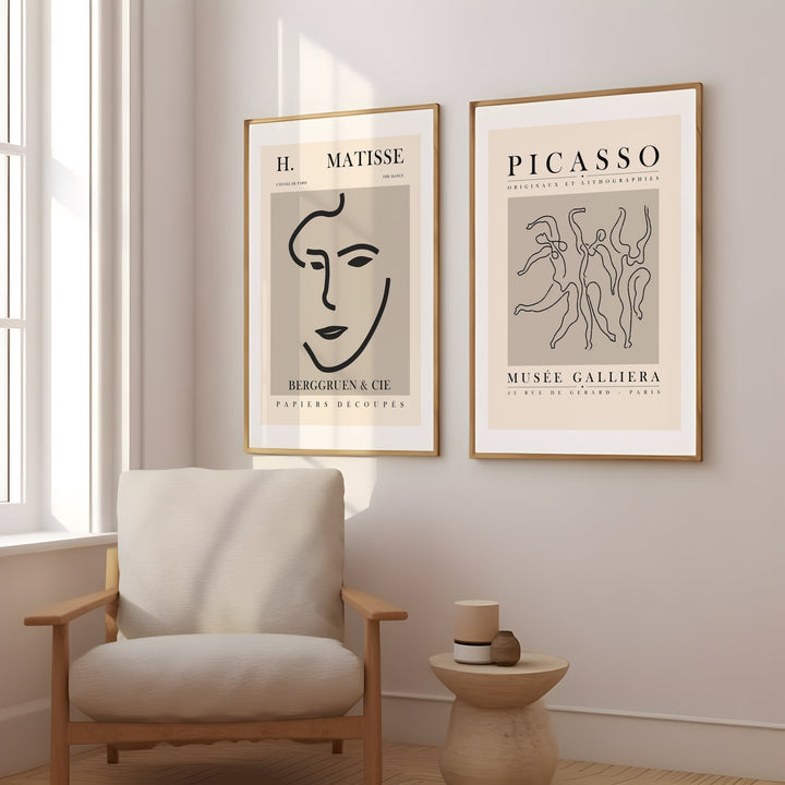 Picasso & Matisse - The Dance & Face Line Art Pair - Style My Wall