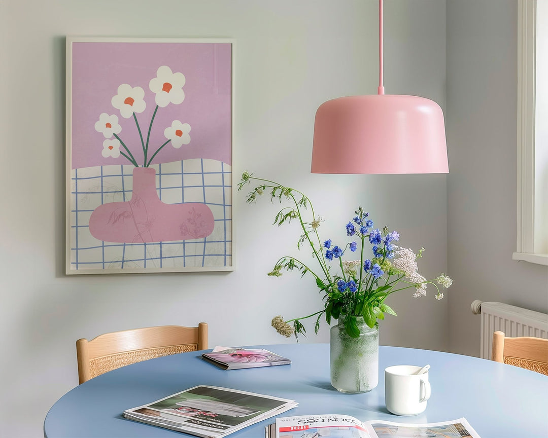 Pink Abstract Daisies Print - Style My Wall