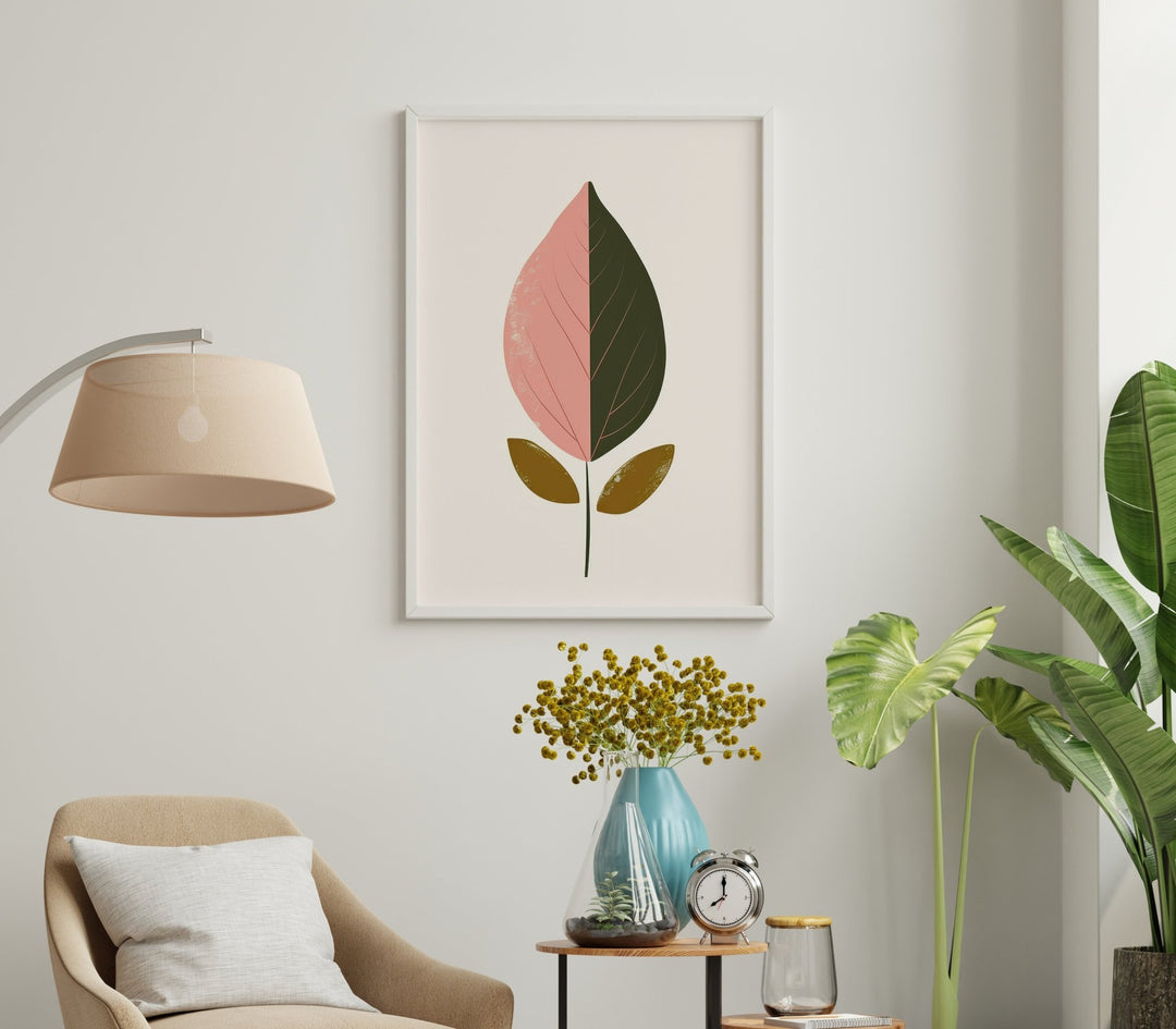 Pink Abstract Leaf Wall Print - Style My Wall