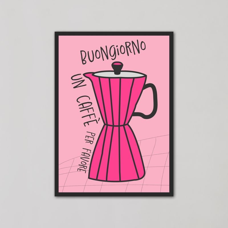 Pink Buongiorno Bialetti Moka Pot Wall Art - Style My Wall