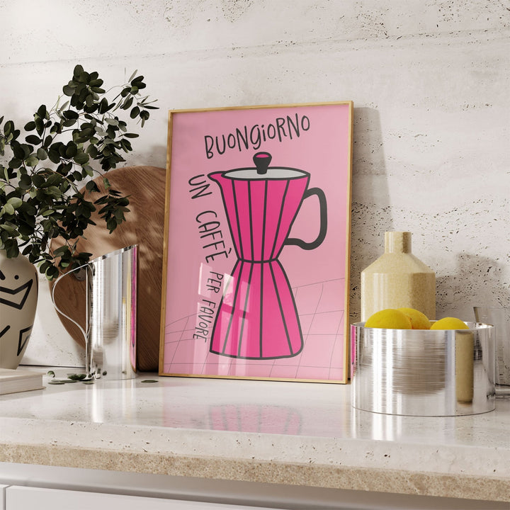 Pink Buongiorno Bialetti Moka Pot Wall Art - Style My Wall