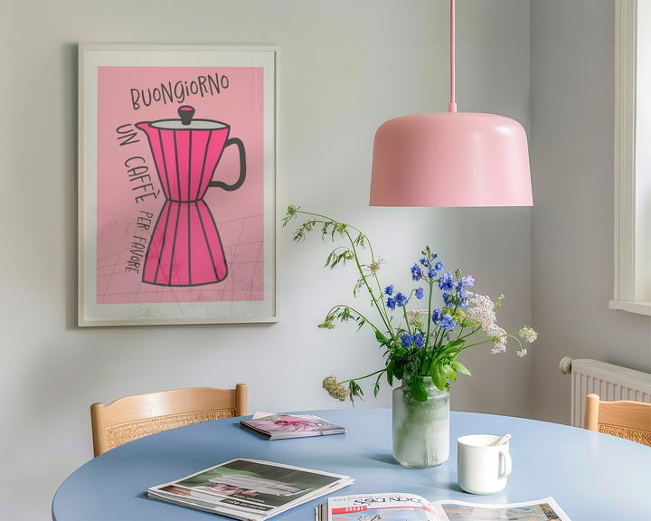 Pink Buongiorno Bialetti Moka Pot Wall Art - Style My Wall